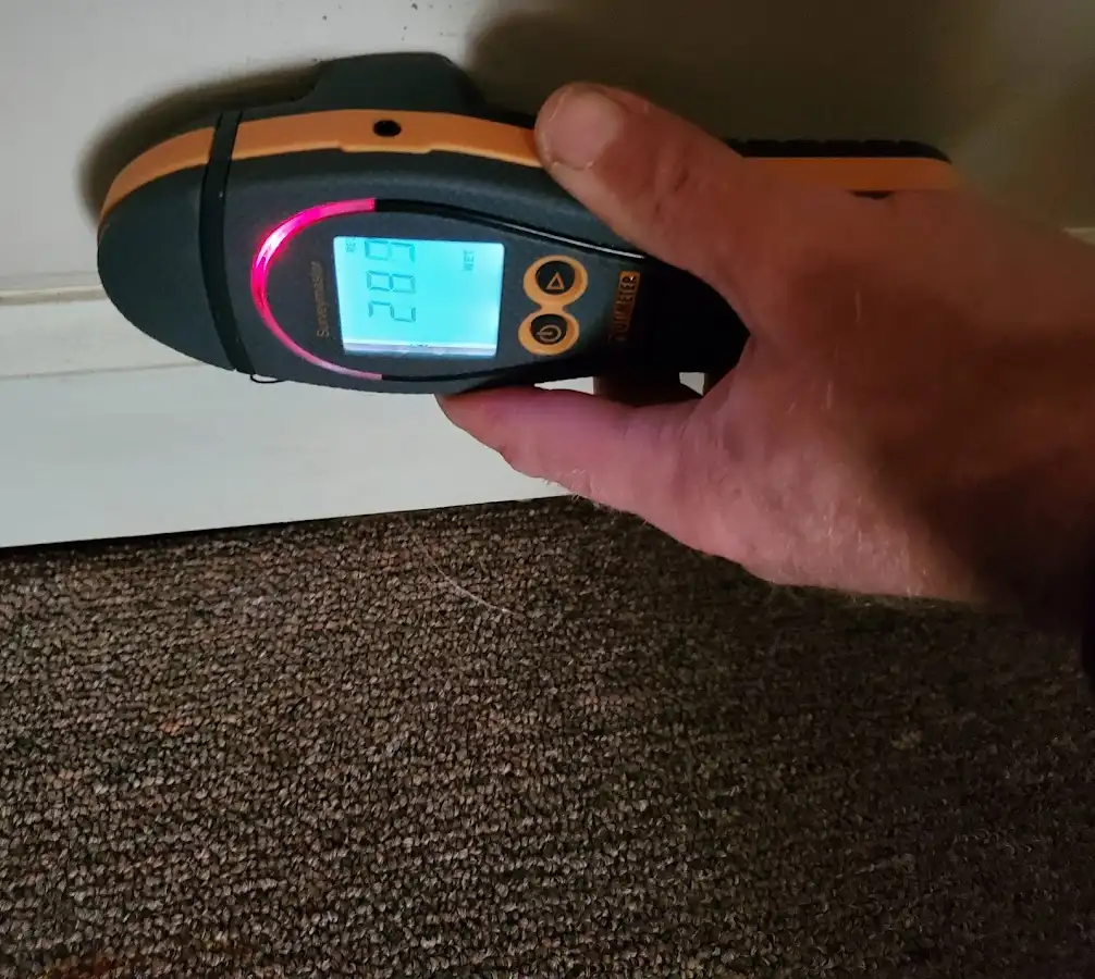 Moisture detection at baseboard during Mold Inspection & Testing in Del Rio